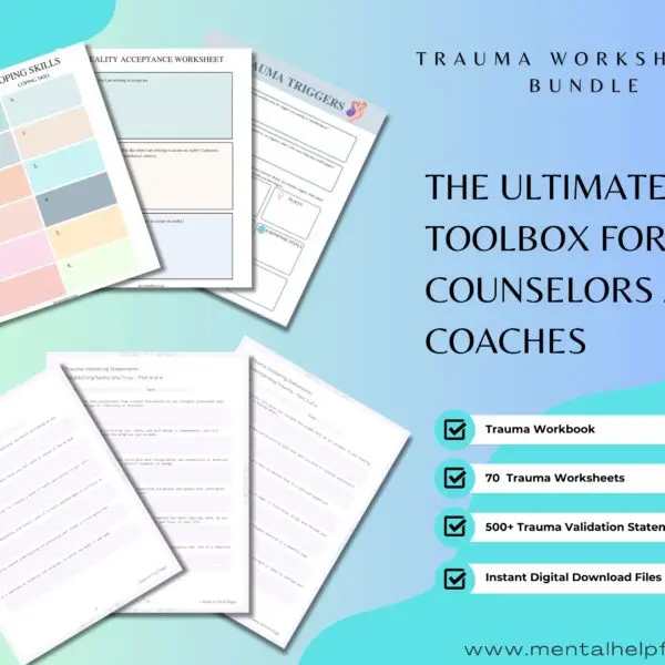 Trauma Worksheets Bundle for Counsellors and Coaches cover