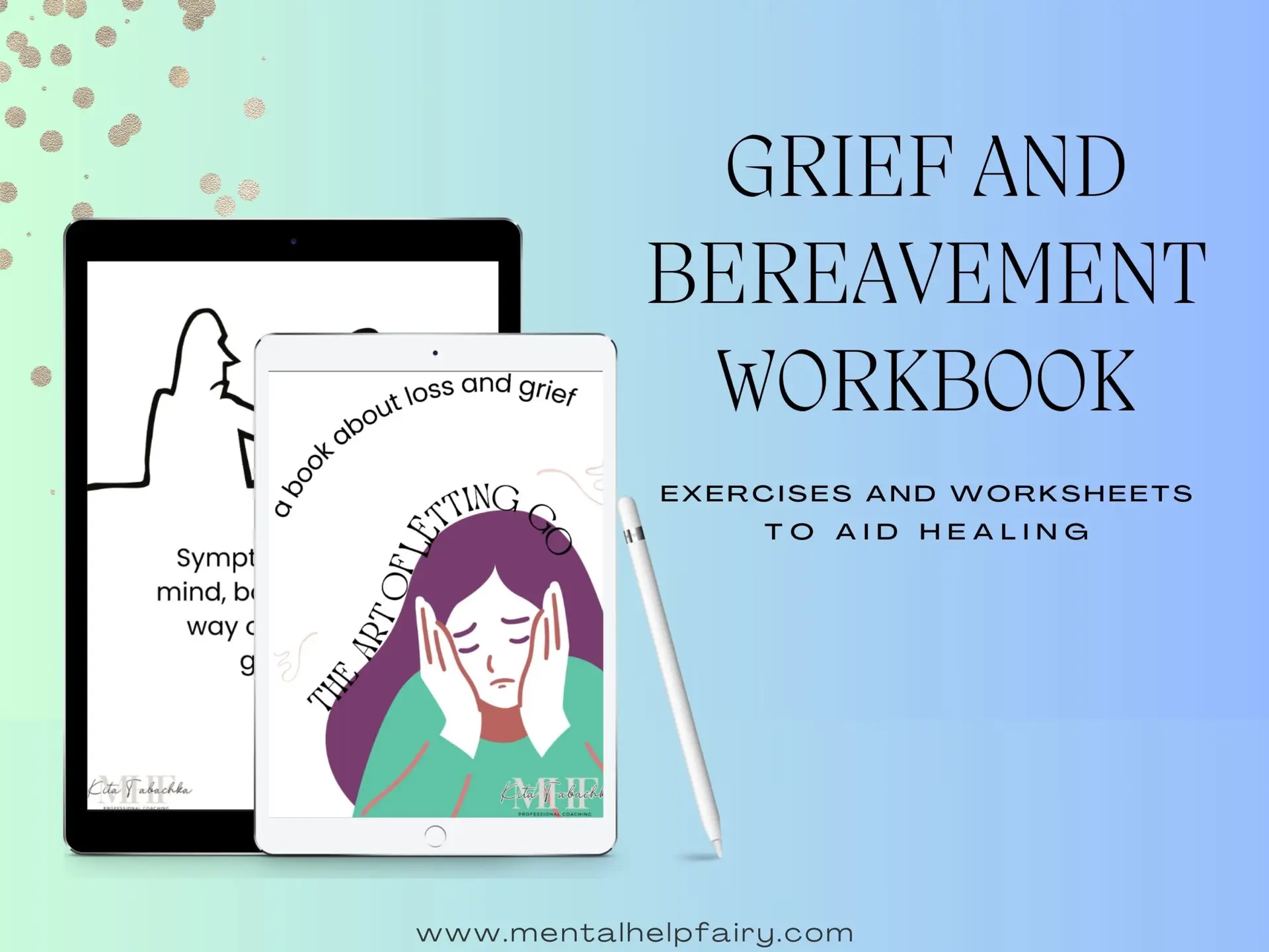 Grief and Bereavement Workbook cover with exercises for healing from loss and grief