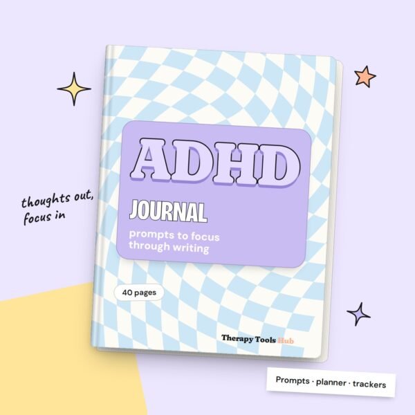 ADHD Journal Prompts and Journaling Workbook, digital download cover