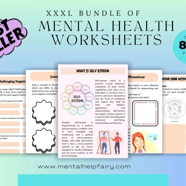 XXXL Mental Health Worksheets Bundle: 800+ Pages cover