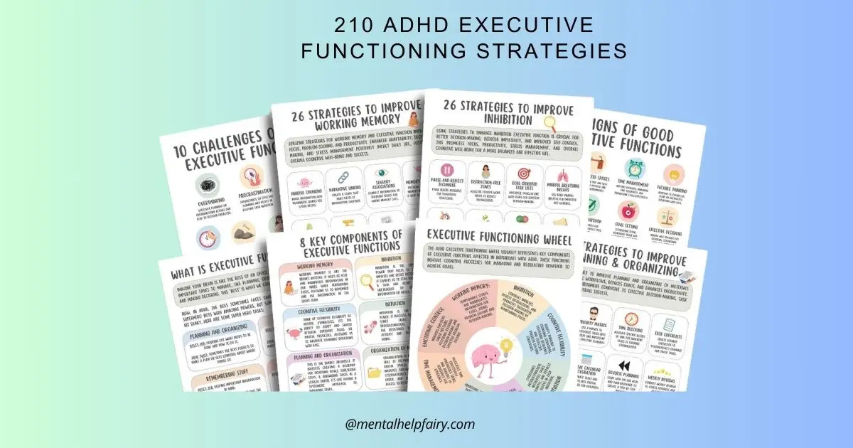 210 ADHD Executive Functioning Skills Worksheets for Adults & Teens – Therapy Resource for Improved Focus