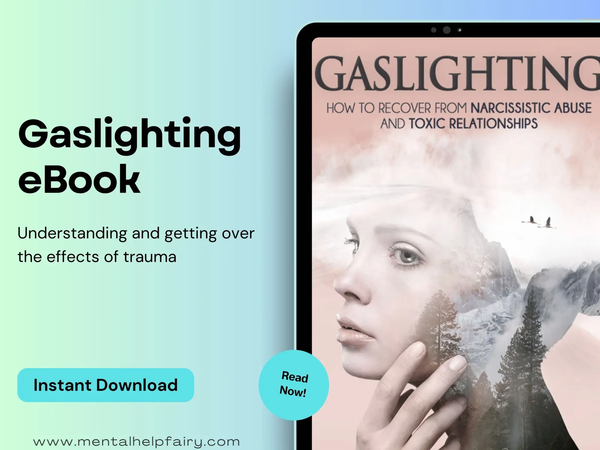 Gaslighting eBook cover for recovery from narcissistic abuse and toxic relationships