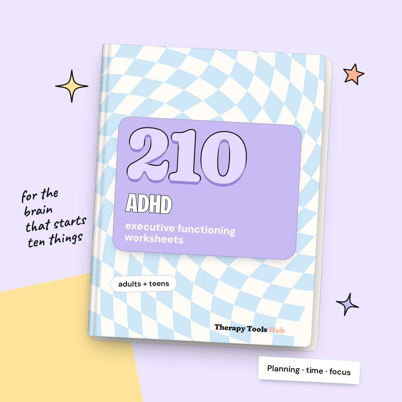 210 ADHD Executive Functioning Worksheets for Adults and Teens, digital download cover