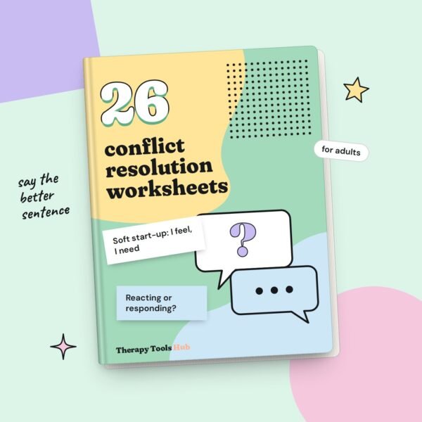 Conflict Resolution Worksheets for Adults: Work and Relationships, digital download cover