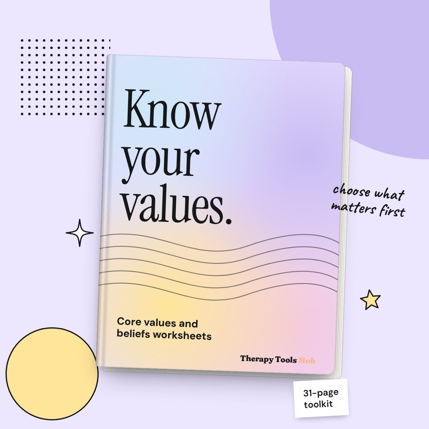 Core Values Worksheets: 31-Page Values and Beliefs Toolkit, digital download cover