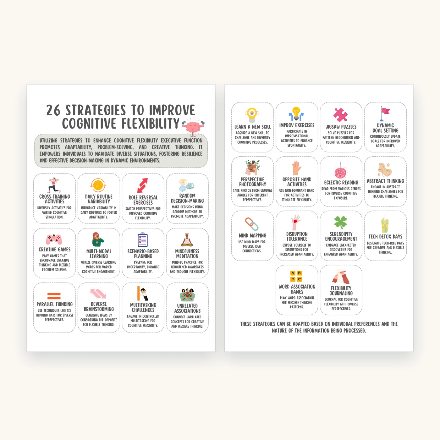 210 ADHD Executive Functioning Worksheets for Adults and Teens, inside pages 10 and 11