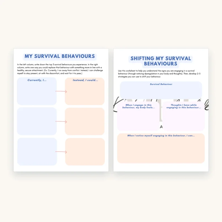 Attachment and Abandonment Workbook, inside pages 13 and 14