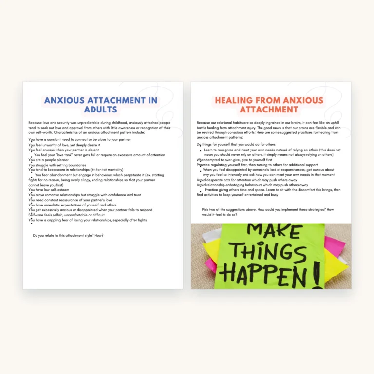 Attachment and Abandonment Workbook, inside pages 5 and 6