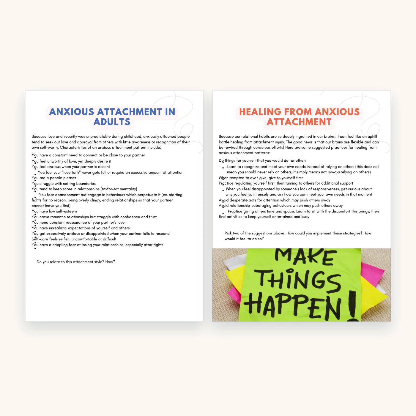 Attachment and Abandonment Workbook, inside pages 5 and 6