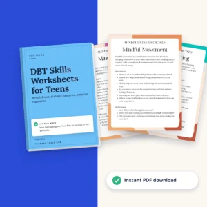 DBT Skills Worksheets for Teens: 140+ Page Bundle: cover with inside pages, instant PDF download