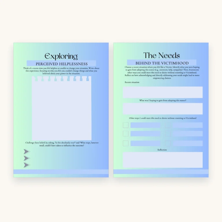 Drama Triangle Worksheets, inside pages 6 and 7