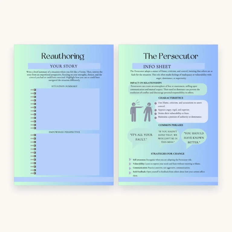 Drama Triangle Worksheets, inside pages 8 and 9