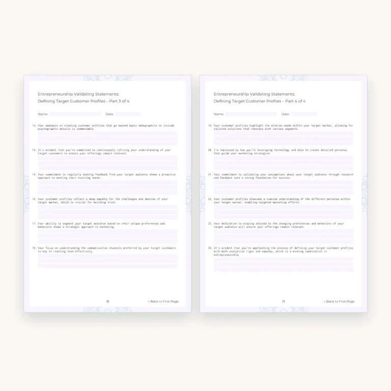 Entrepreneurship Coaching Toolkit, inside pages 18 and 19