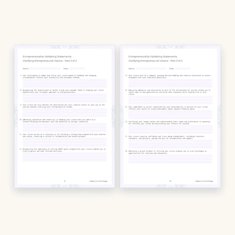 Entrepreneurship Coaching Toolkit, inside pages 9 and 10