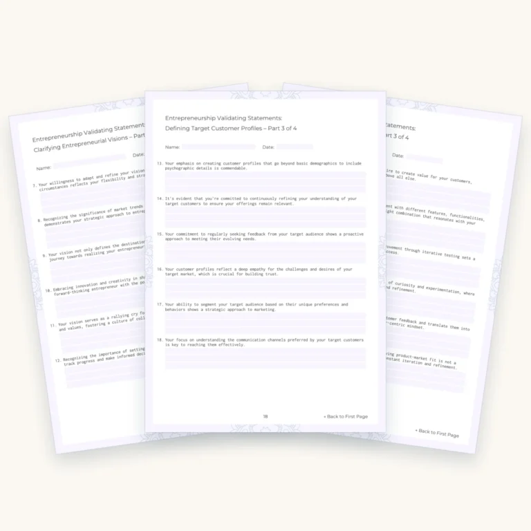 Entrepreneurship Coaching Toolkit, pages 9, 18, 26 fanned out