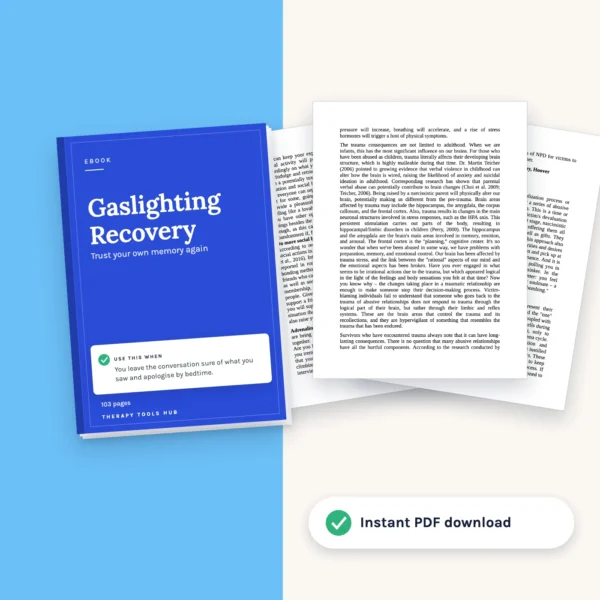 Gaslighting Recovery eBook: cover with inside pages, instant PDF download