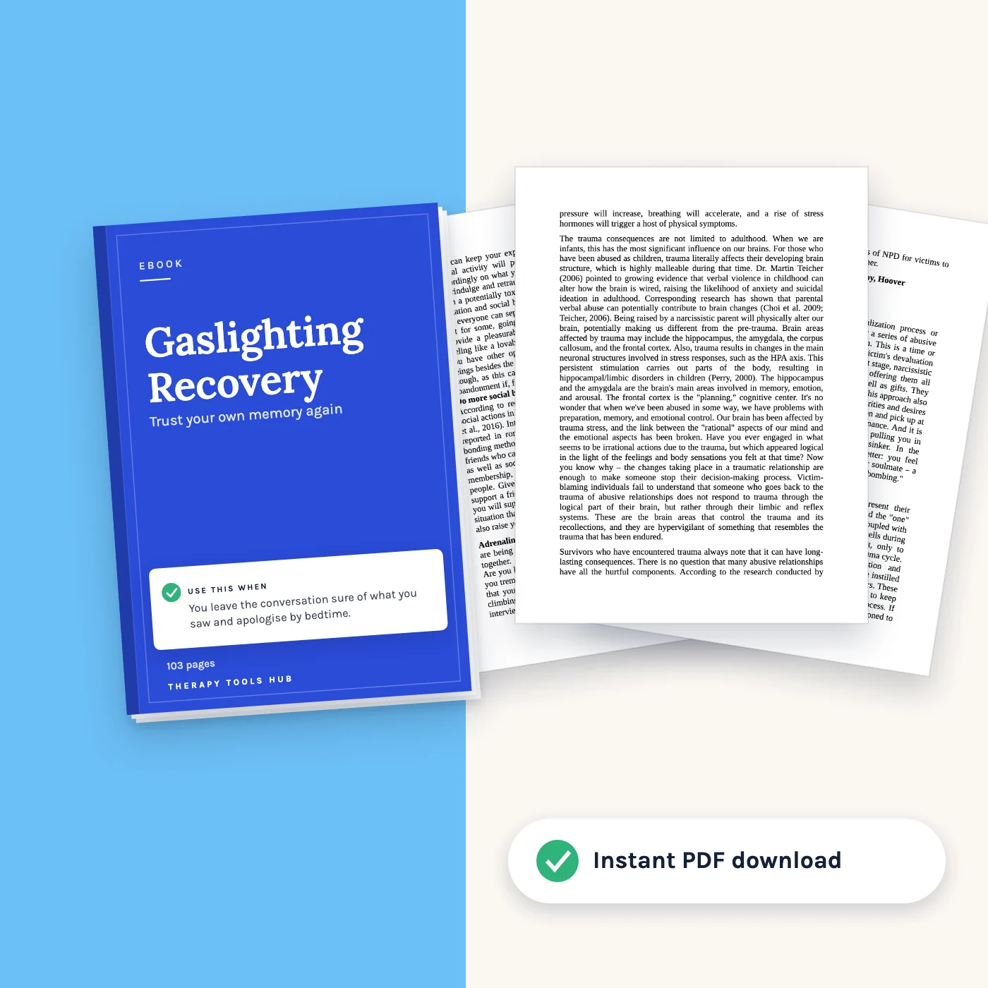 Gaslighting Recovery eBook: cover with inside pages, instant PDF download