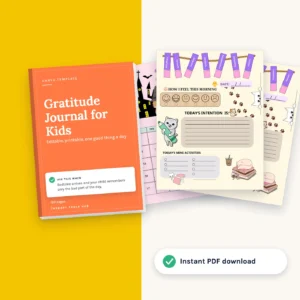 Gratitude Journal for Kids: Editable Canva Template: cover with inside pages, instant PDF download