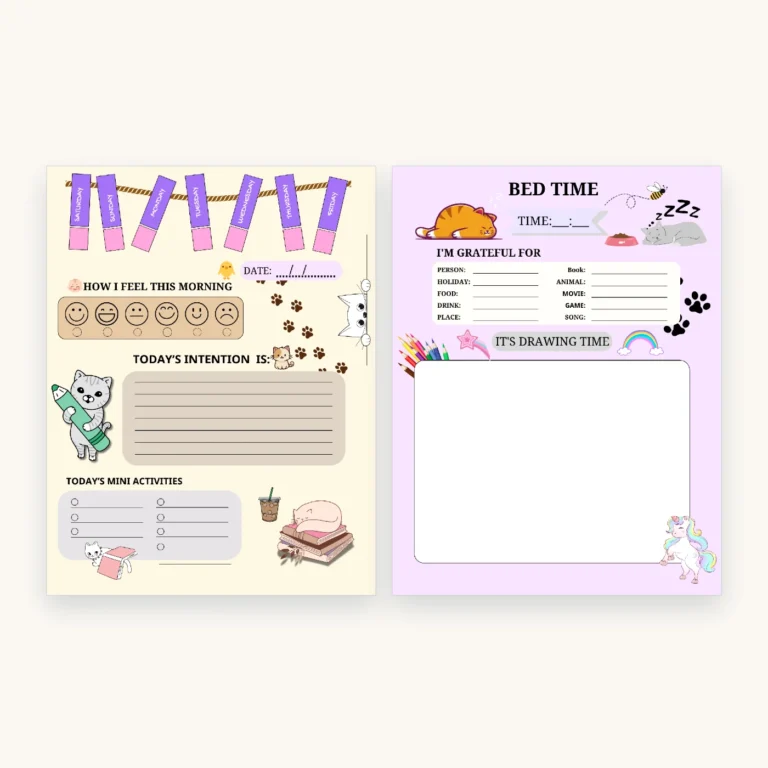 Gratitude Journal for Kids, inside pages 33 and 34