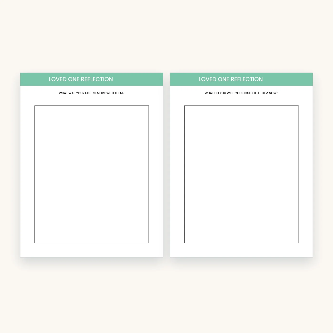 Grief and Bereavement Workbook, inside pages 20 and 21