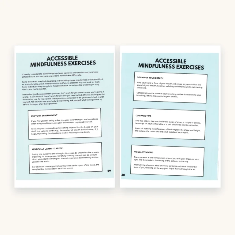 XXXL Mental Health Worksheets Bundle, inside pages 29 and 30