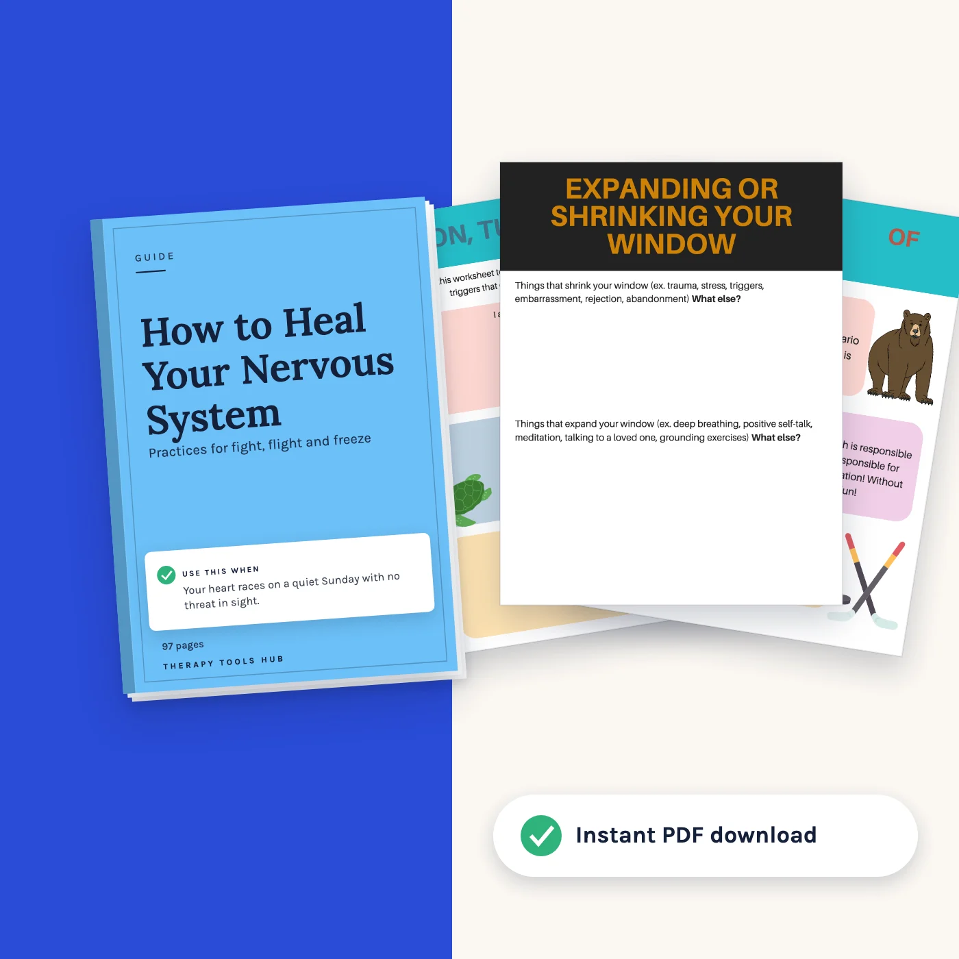 How to Heal Your Nervous System: Guide and Practices: cover with inside pages, instant PDF download