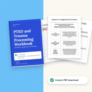 PTSD and Trauma Processing Workbook: cover with inside pages, instant PDF download