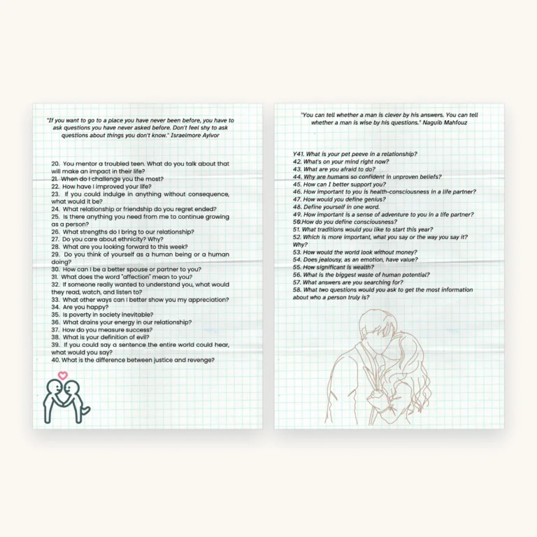 1002 Questions for Couples, inside pages 4 and 5