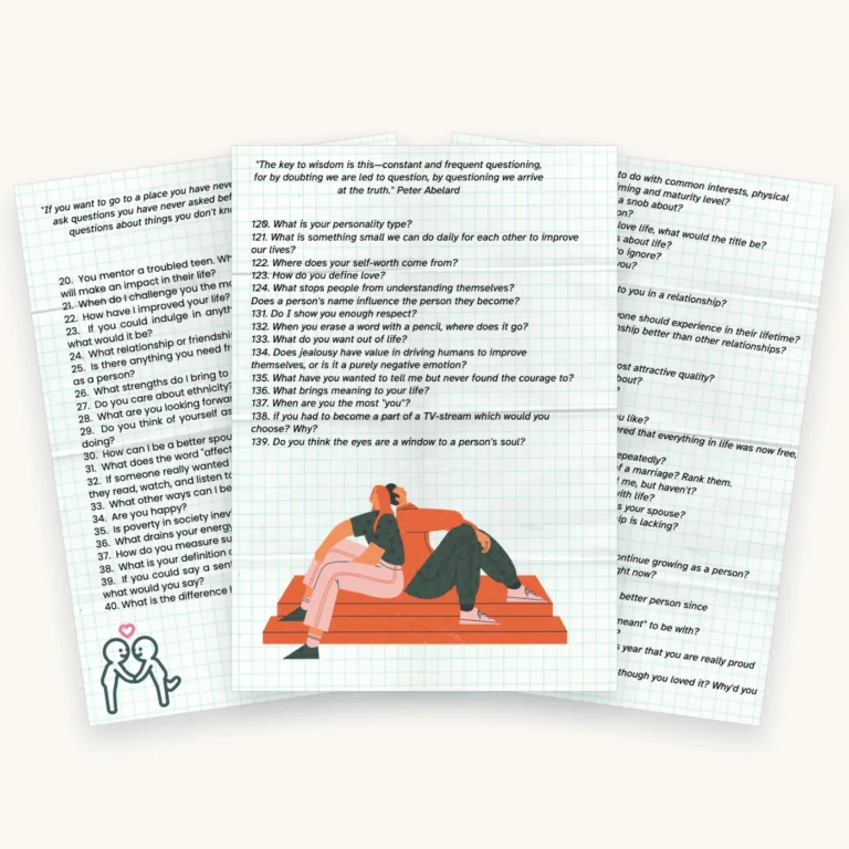 1002 Questions for Couples, pages 4, 8, 11 fanned out