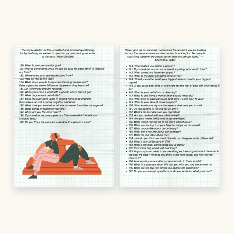 1002 Questions for Couples, inside pages 8 and 9