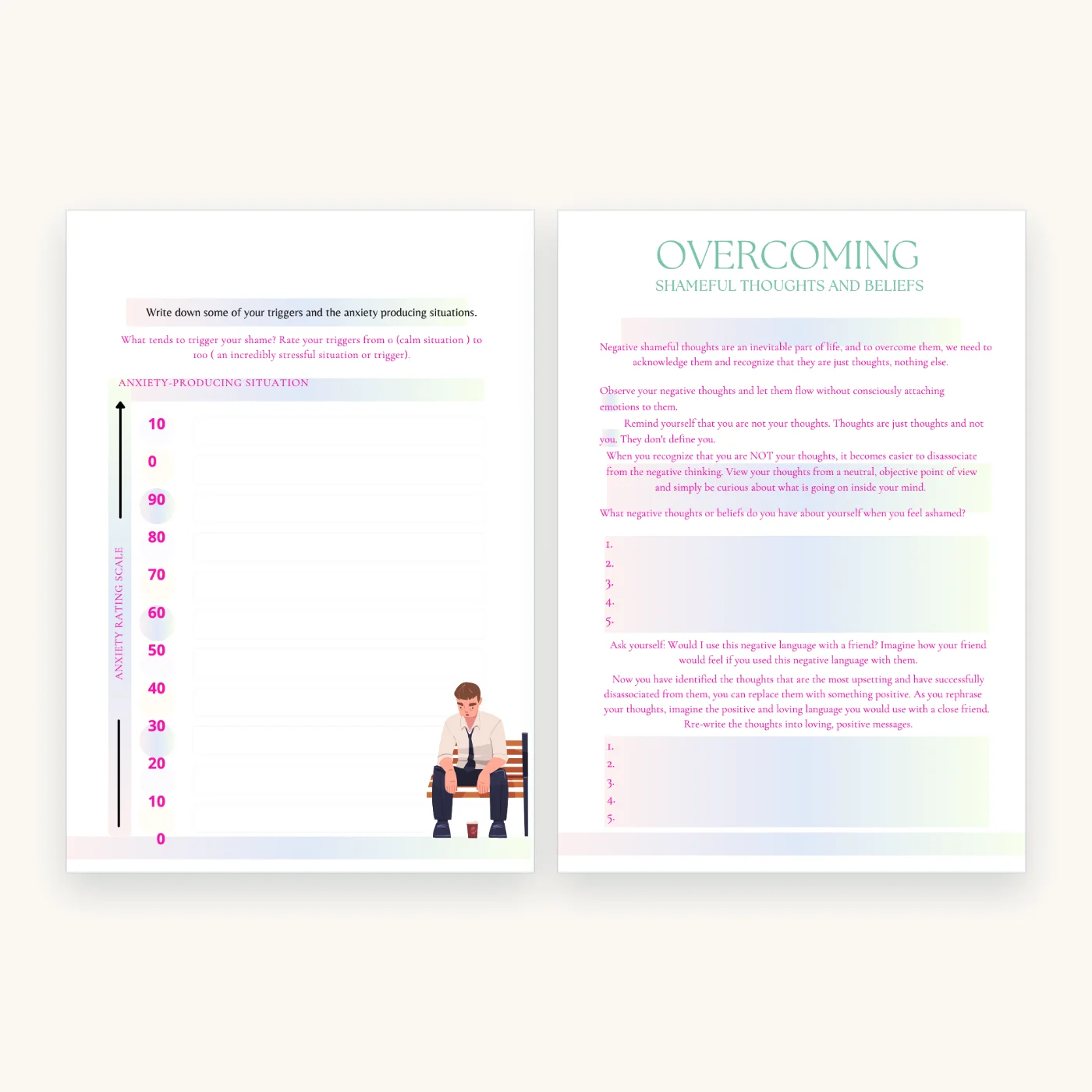 Shame Spiral Workbook, inside pages 4 and 5
