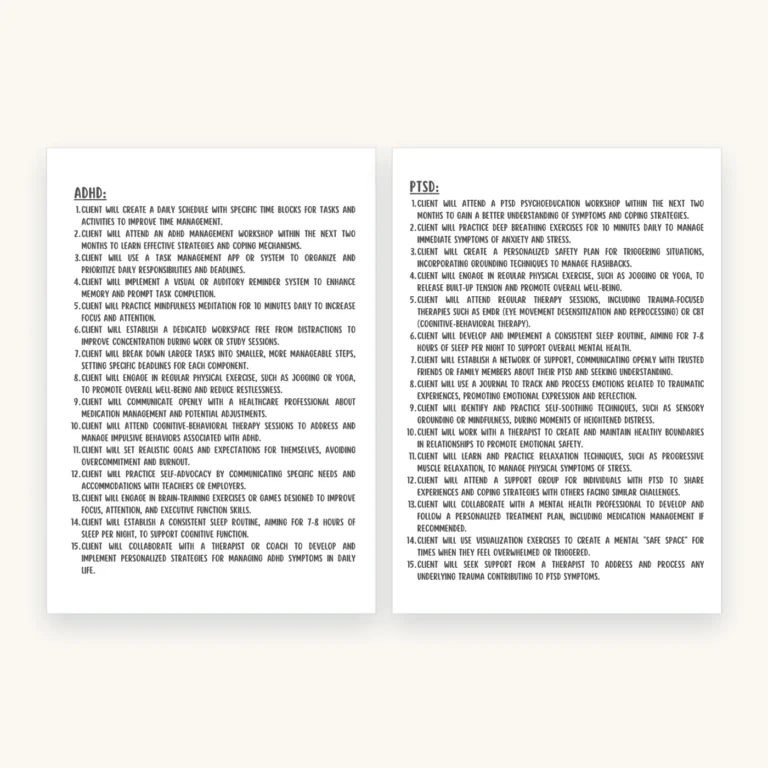 300 SMART Goals for Treatment Planning, inside pages 3 and 4