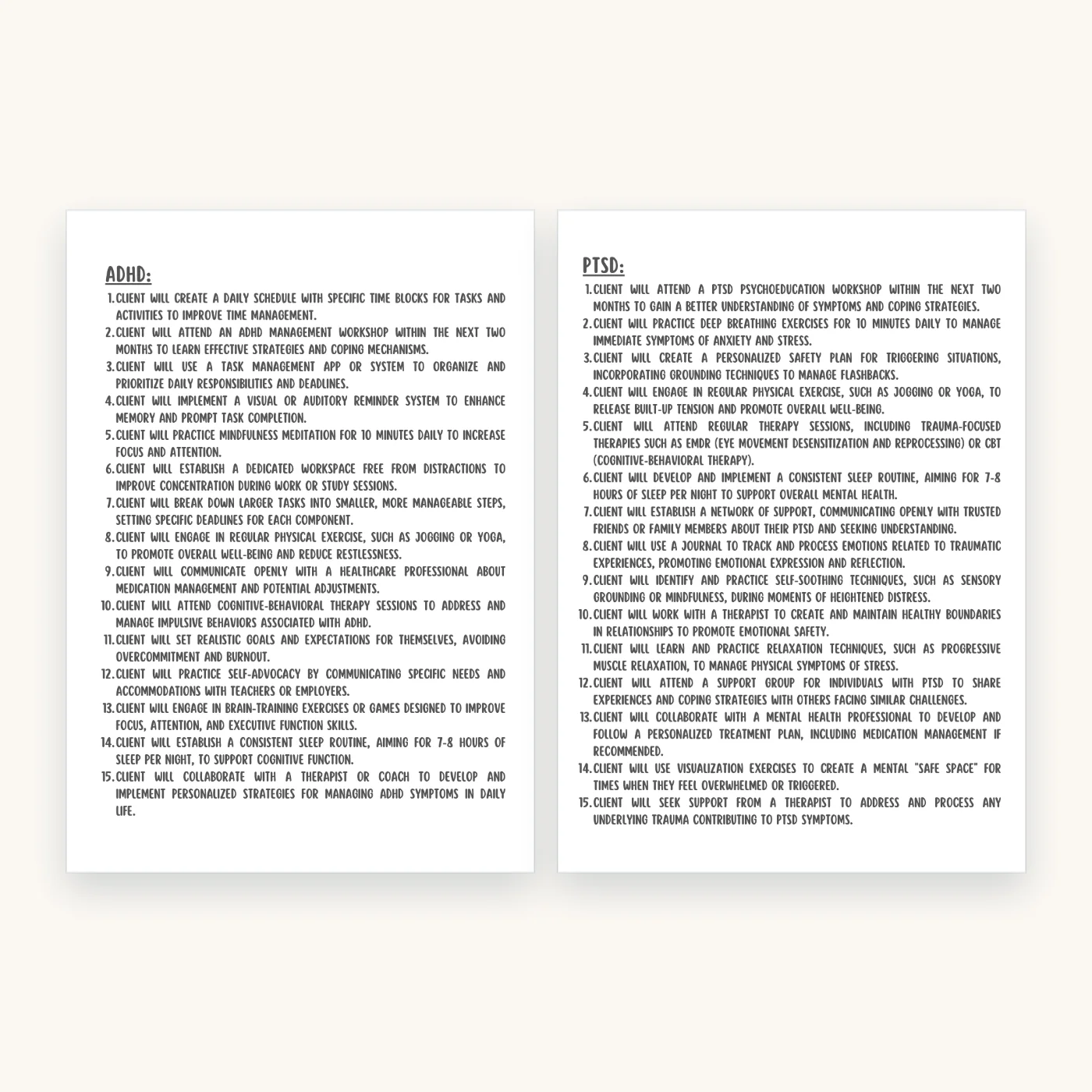 300 SMART Goals for Treatment Planning, inside pages 3 and 4