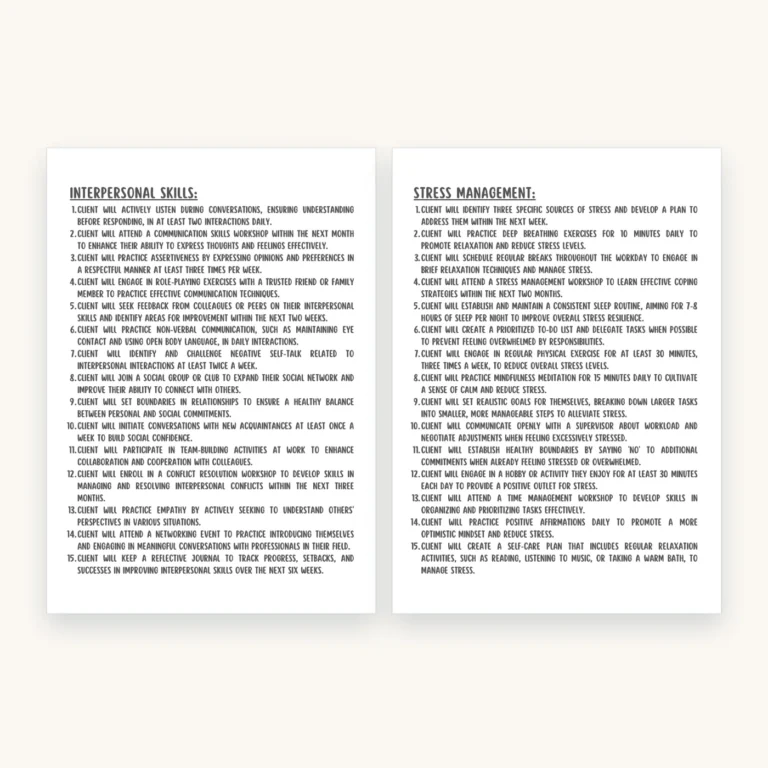 300 SMART Goals for Treatment Planning, inside pages 6 and 7