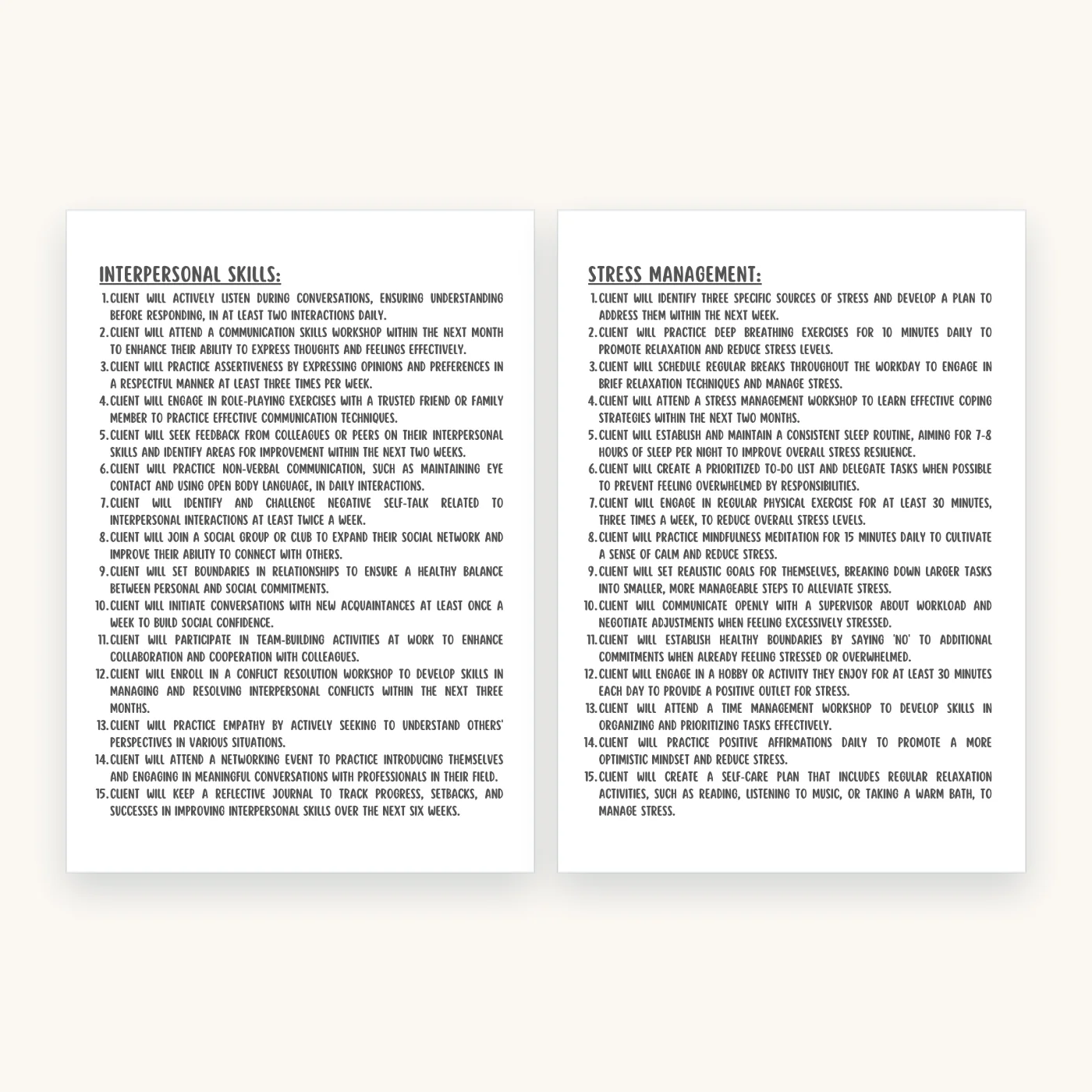 300 SMART Goals for Treatment Planning, inside pages 6 and 7