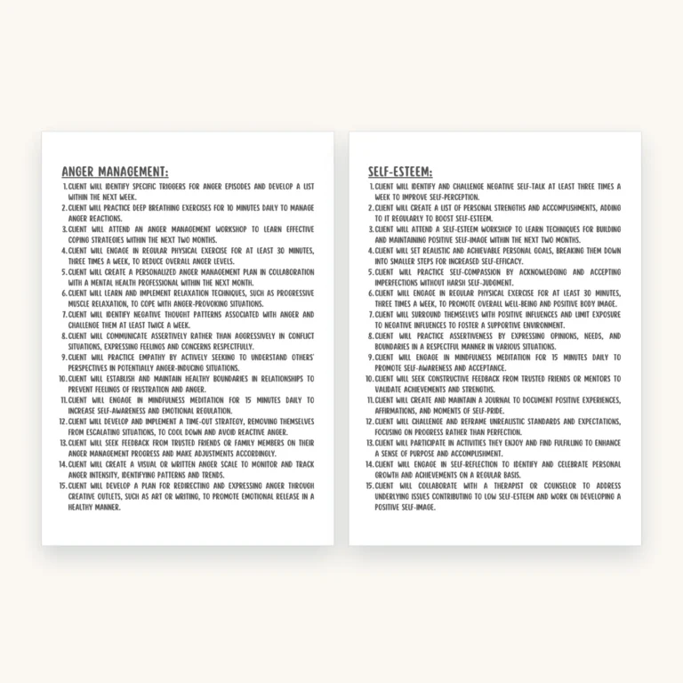 300 SMART Goals for Treatment Planning, inside pages 8 and 9