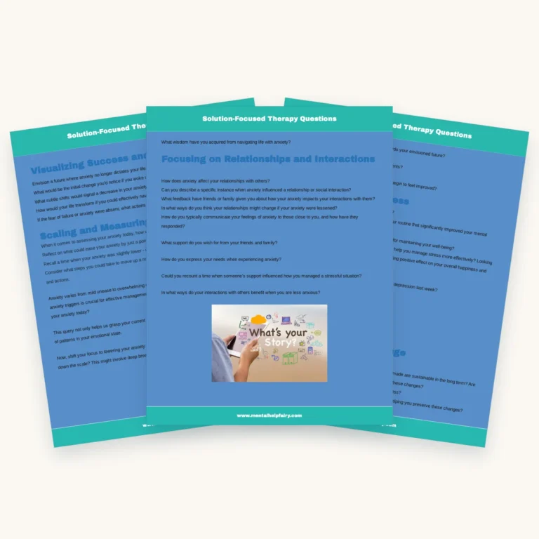 800 Solution-Focused Therapy Questions, pages 9, 17, 25 fanned out
