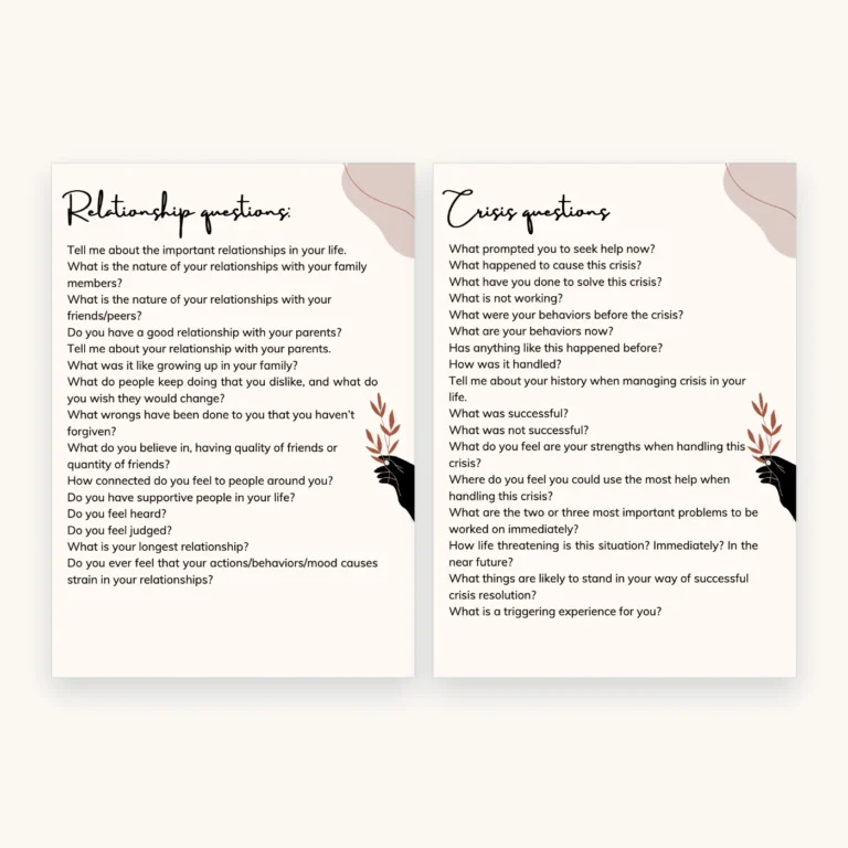 1500+ Therapy Questions for Counsellors and Therapists, inside pages 6 and 7