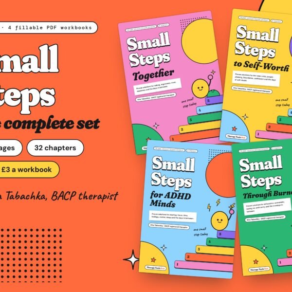 Small Steps complete set: four fillable PDF workbooks for couples, self-worth, ADHD and burnout by Kita Tabachka